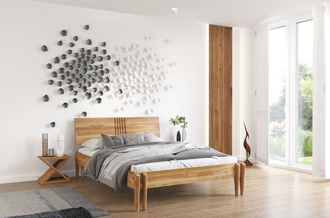 Łóżko drewniane dębowe Visby POZNAŃ / 120x200 cm, lakier naturalny