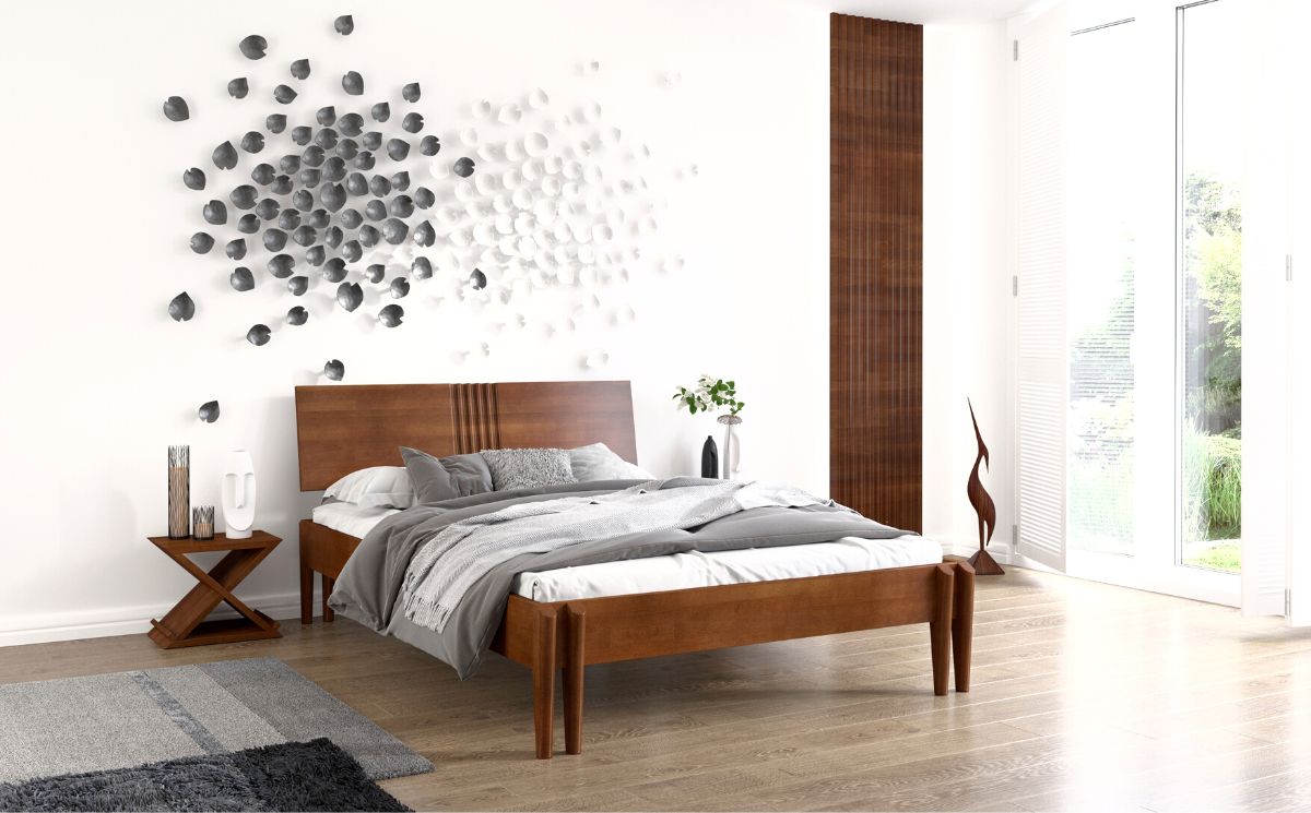 Drewniane meble w sypialni łóżko Visby Poznań