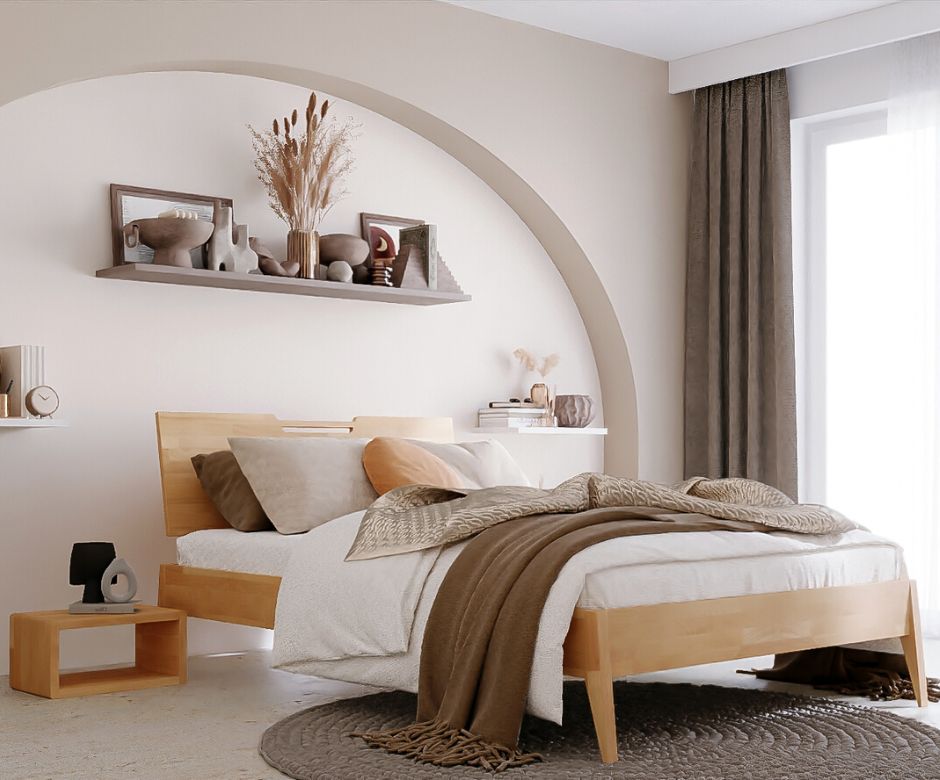 Drewniane łóżko w sypialni - 3 modne aranżacje