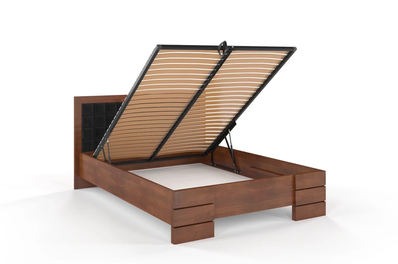 Tapicerowane łóżko drewniane - bukowe Visby GOTLAND High BC Long (Skrzynia na pościel)