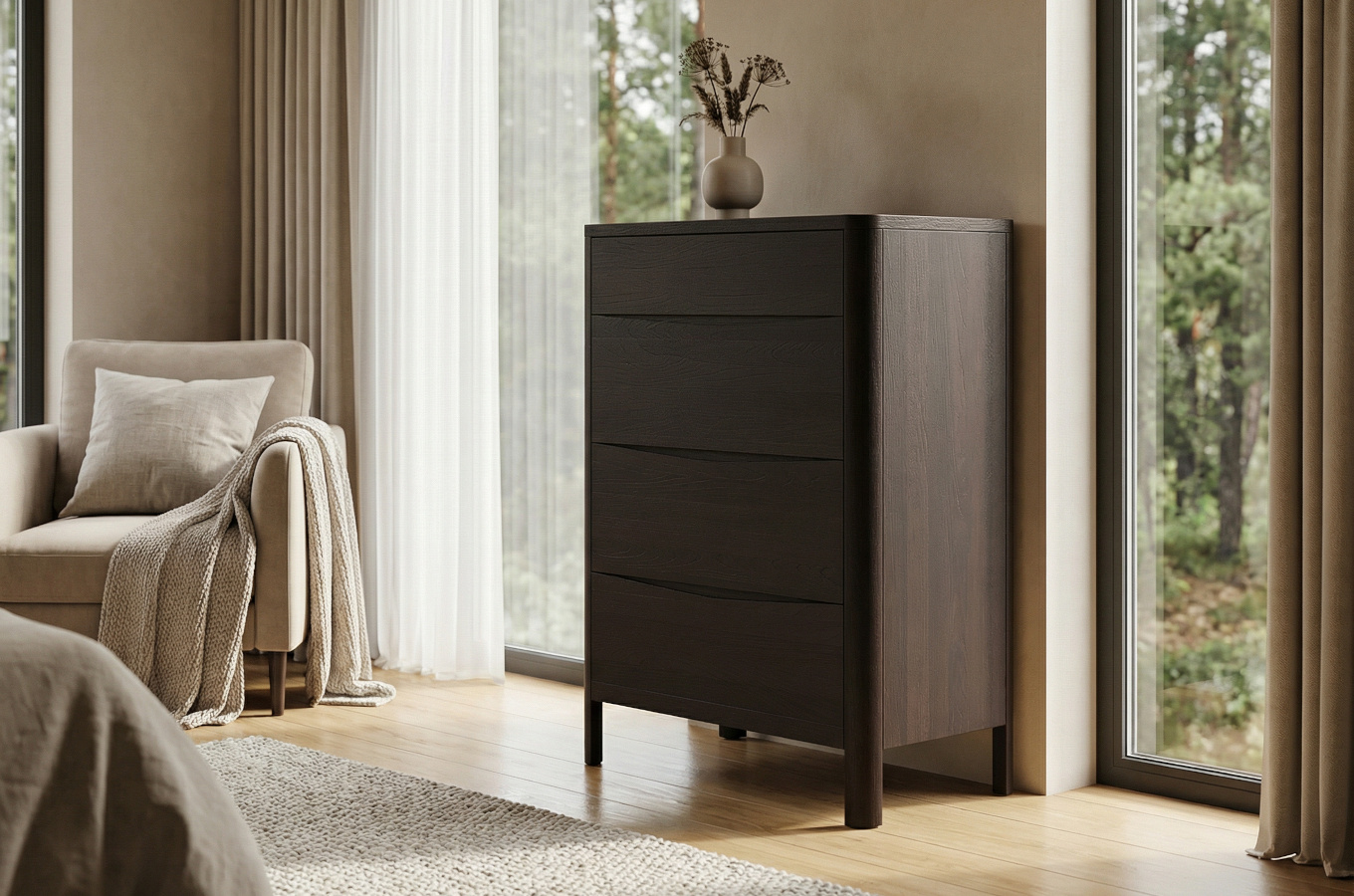 Drewniana komoda bukowa Visby MODENA 80 / kolor palisander