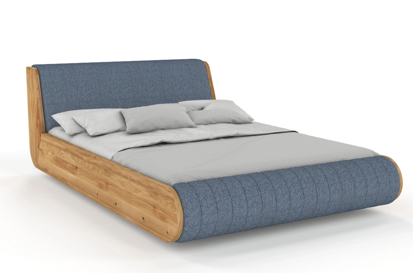 Łóżko lewitujące drewniane dębowe Visby HARALD / 140x200 cm, olej naturalny, zagłówek Solid 79