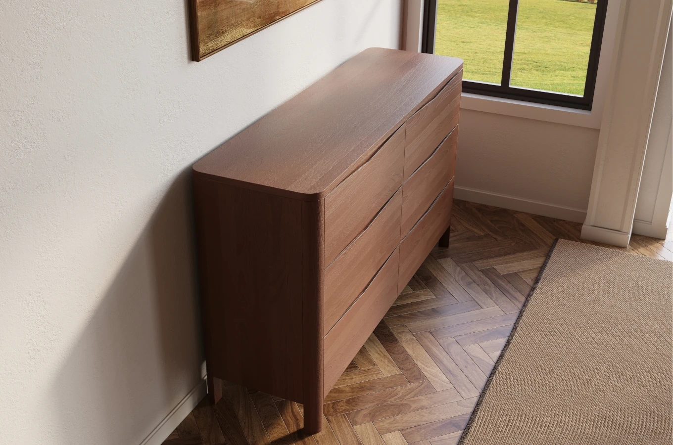 Drewniana komoda bukowa Visby MODENA LOW 150 / kolor orzech