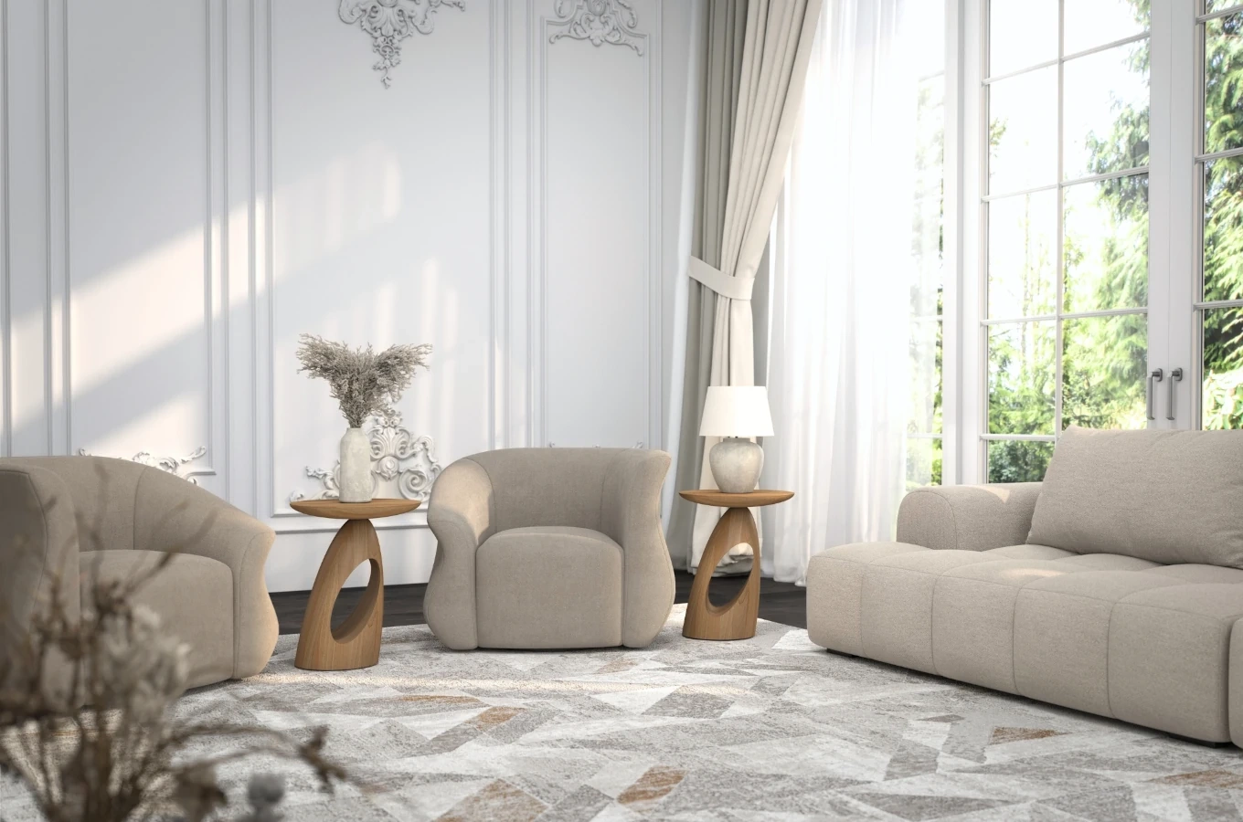 Stolik drewniany ISLAND różne kolory, wys. 40 cm / kolor naturalny