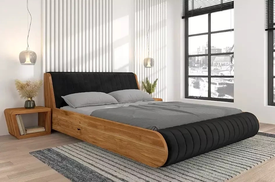 Łóżko lewitujące drewniane dębowe Visby HARALD / 120x200 cm, olej naturalny, zagłówek Trinity 16