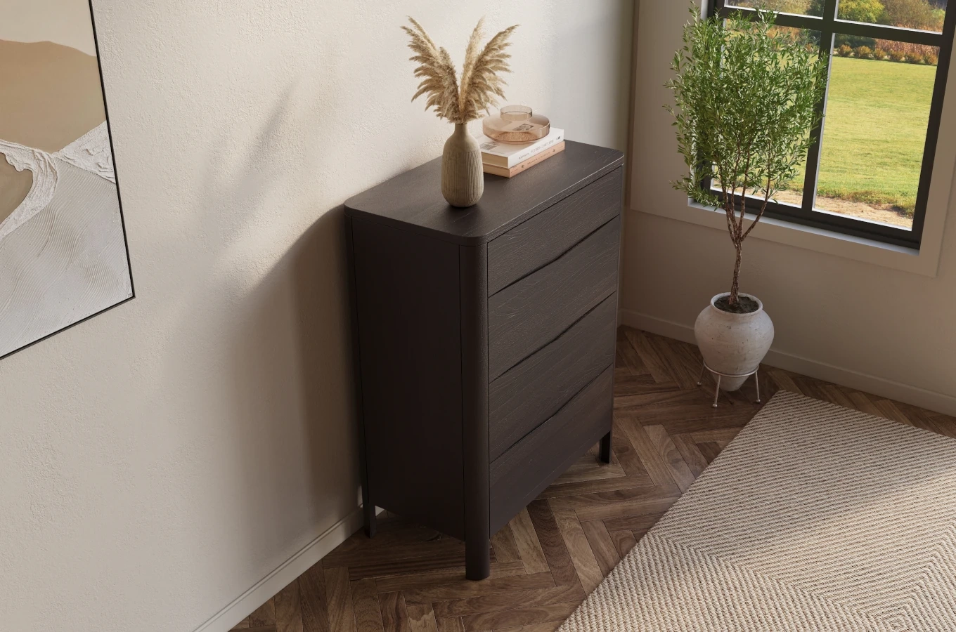 Drewniana komoda bukowa Visby MODENA 80 / kolor palisander