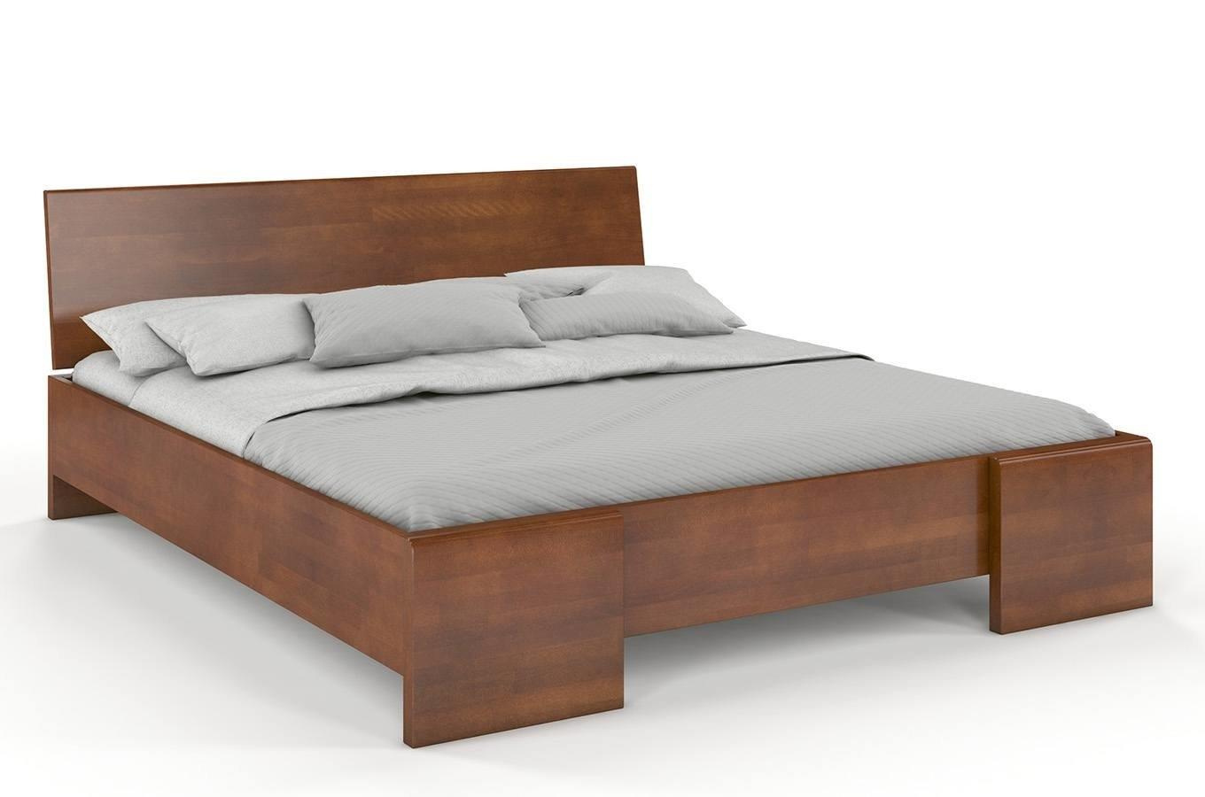 Łóżko drewniane bukowe Visby HESSLER High & LONG (długość + 20 cm) / 160x220 cm, kolor orzech