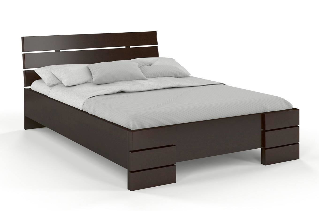 Łóżko drewniane sosnowe Visby Sandemo High & LONG (długość + 20 cm) / 180x220 cm, kolor palisander