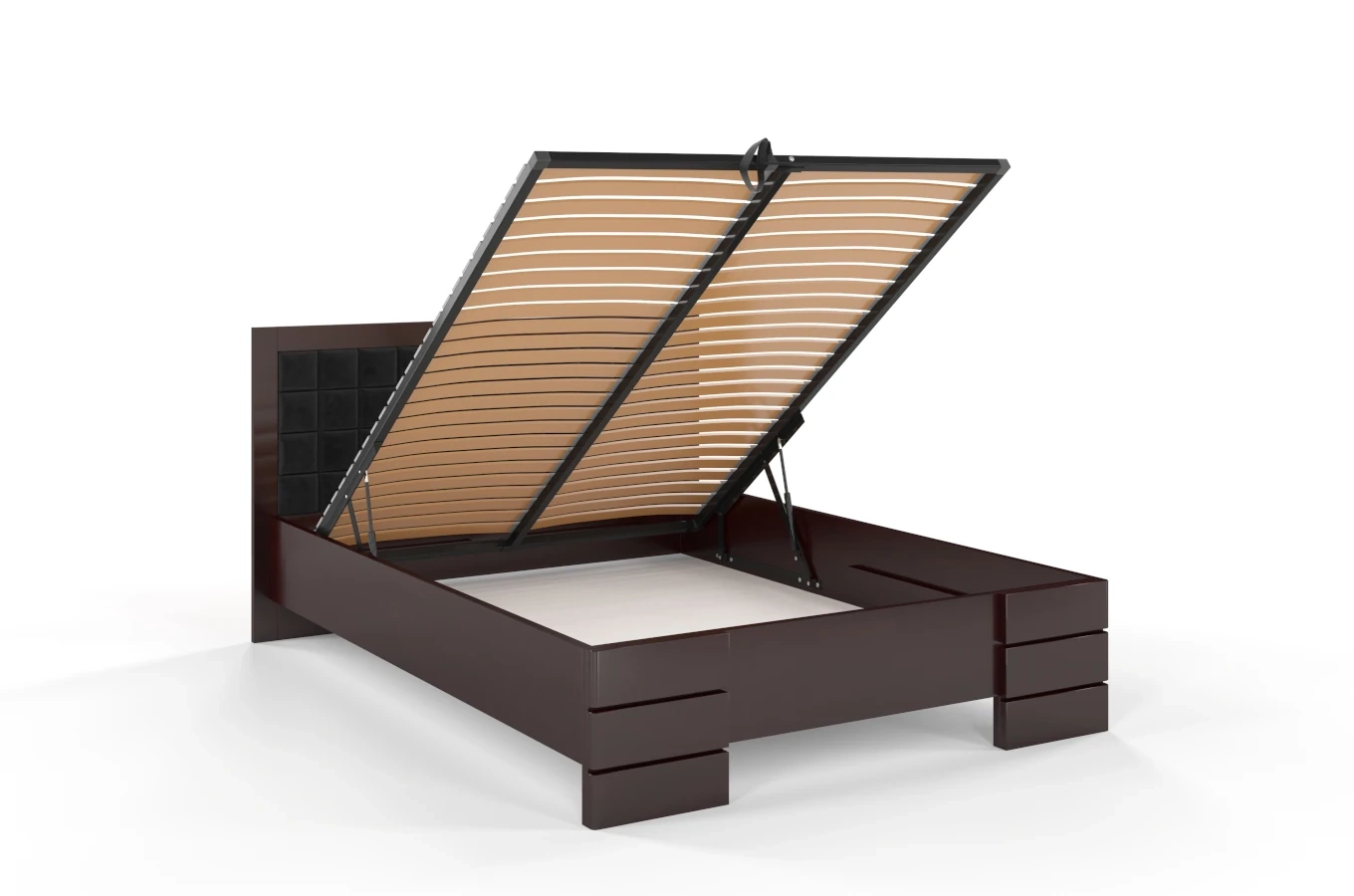 Tapicerowane łóżko drewniane - bukowe Visby GOTLAND High BC Long (Skrzynia na pościel)