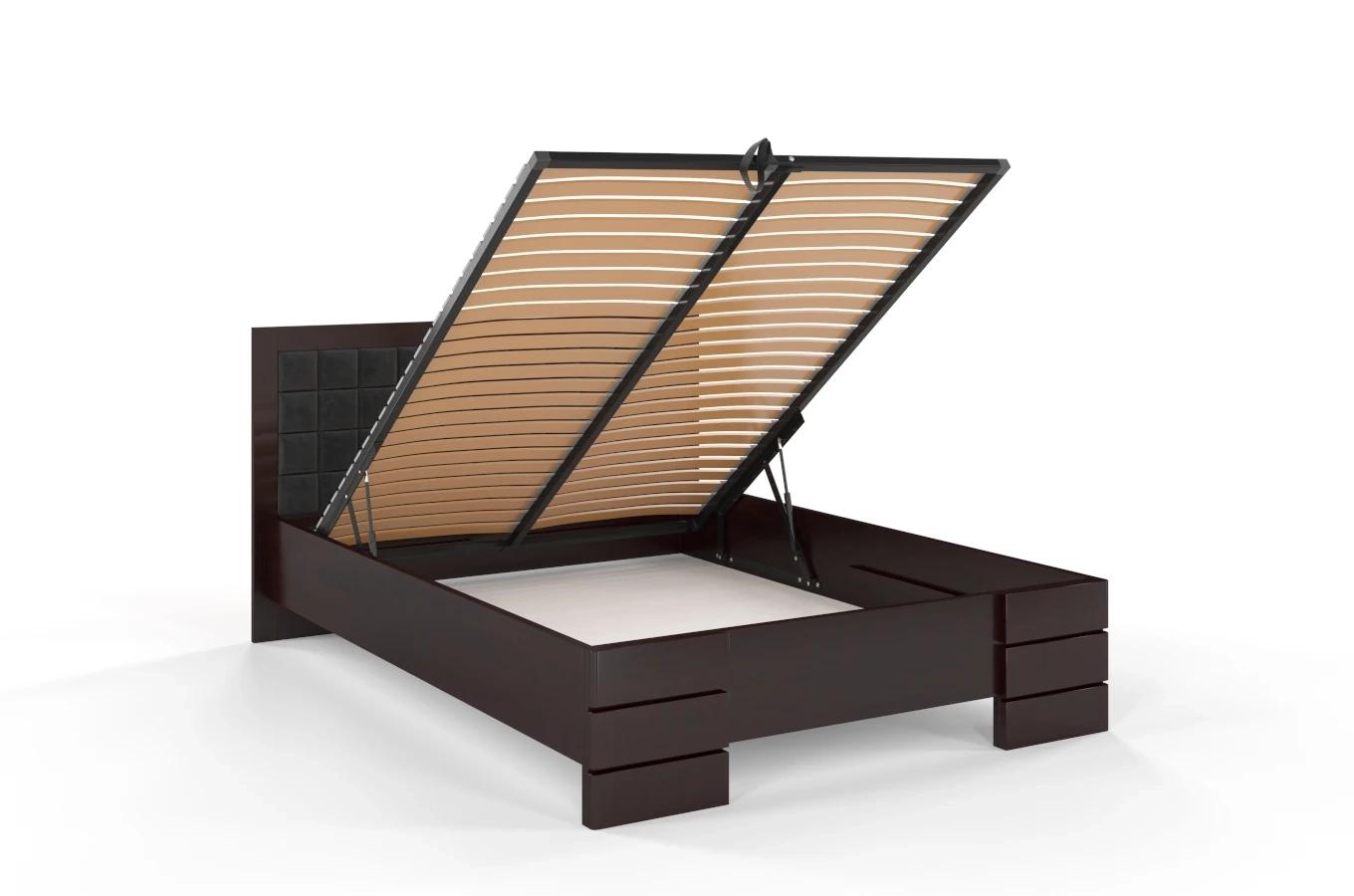 Tapicerowane łóżko drewniane - sosnowe Visby Gotland High BC (skrzynia na pościel)