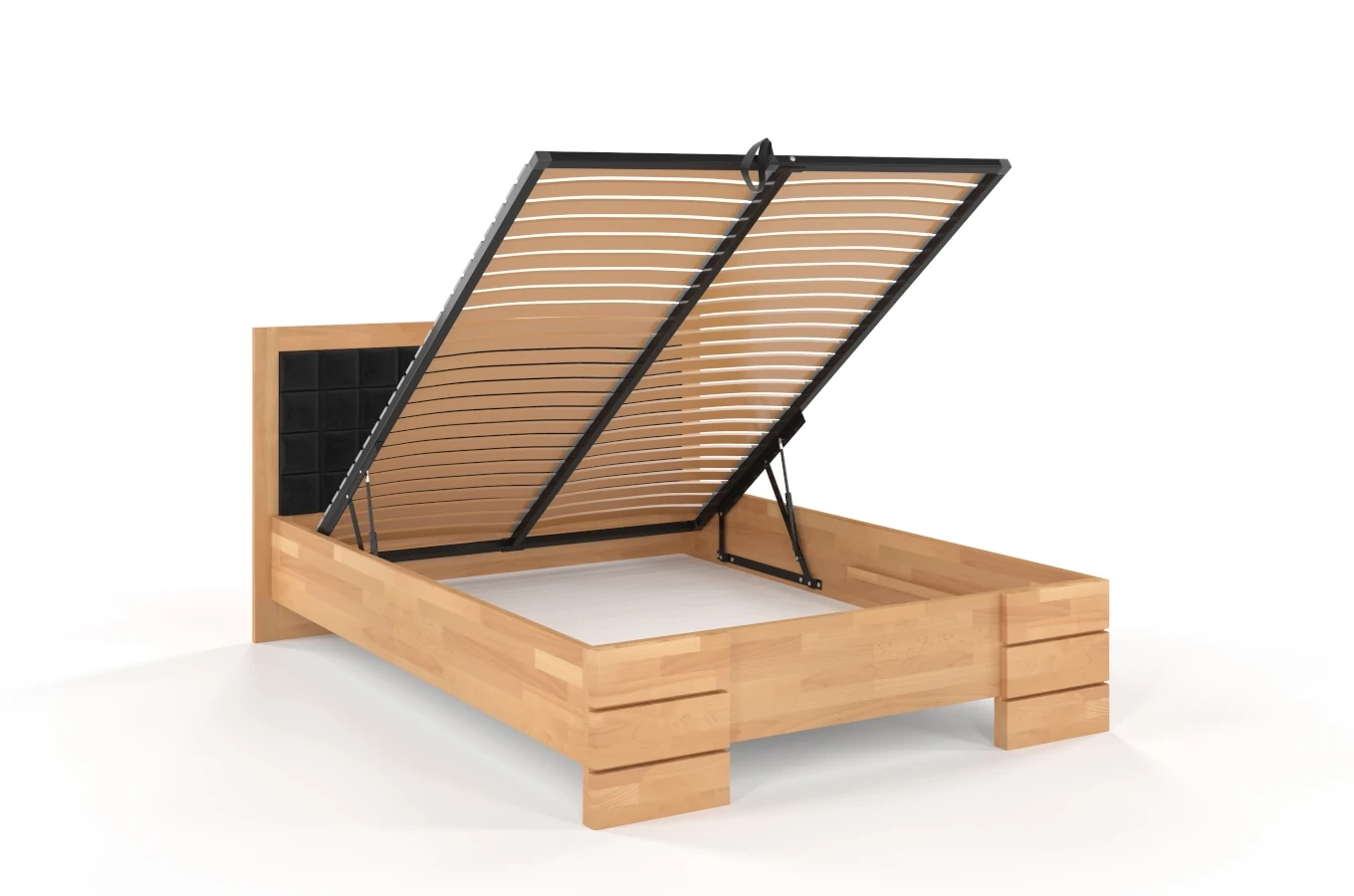 Tapicerowane łóżko drewniane - bukowe Visby GOTLAND High BC Long (Skrzynia na pościel)