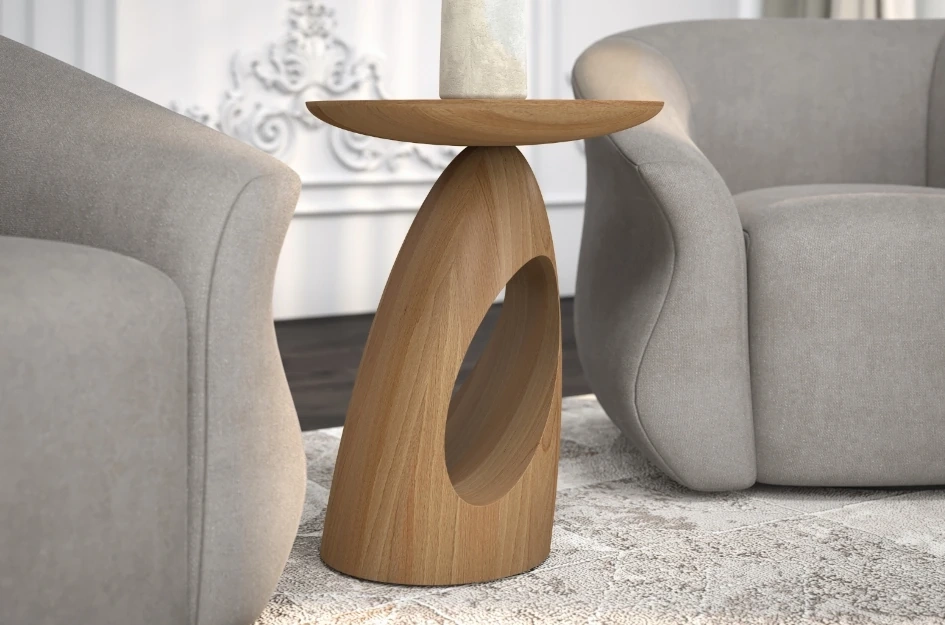 Stolik drewniany ISLAND różne kolory, wys. 40 cm / kolor naturalny