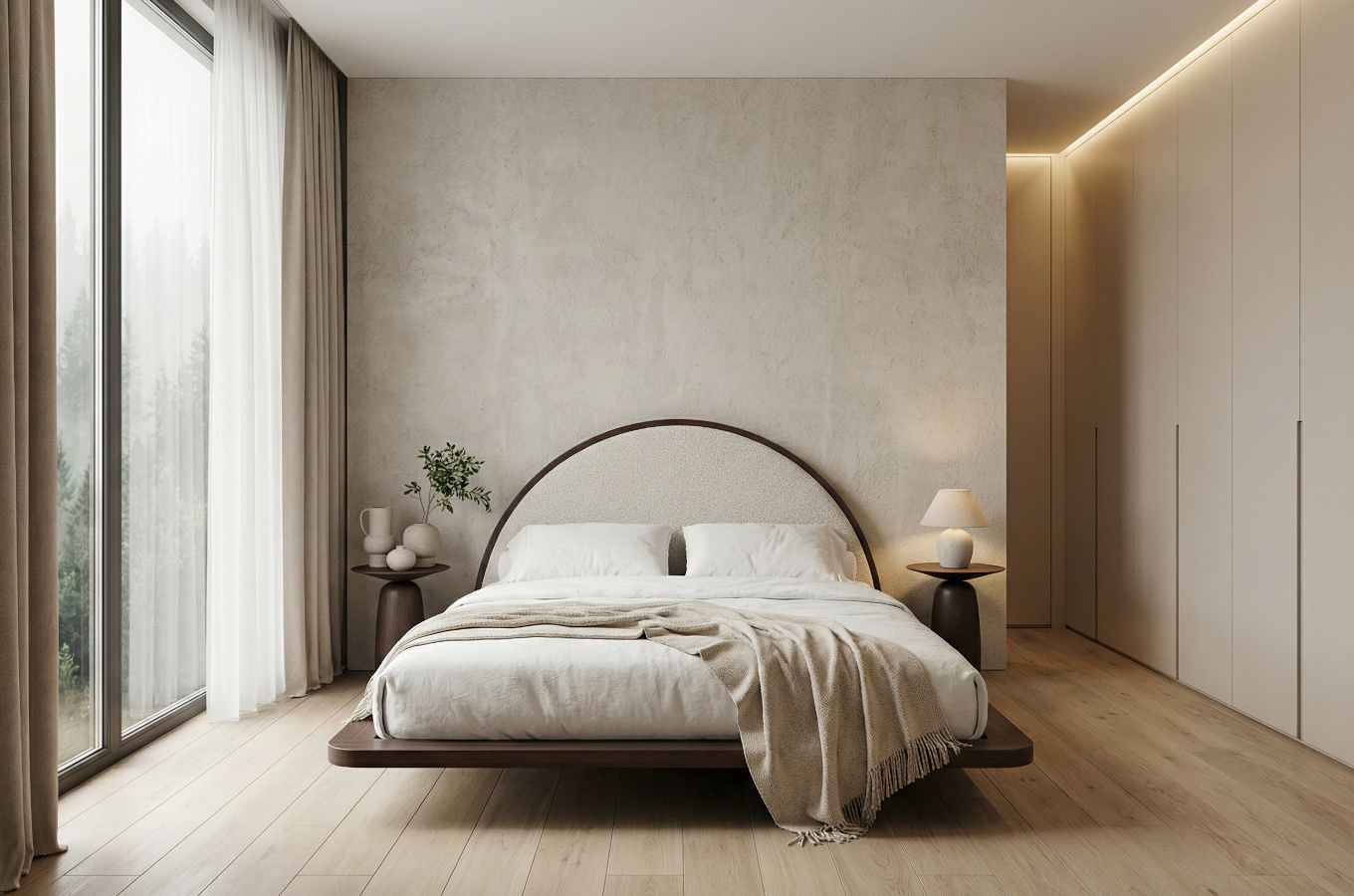 Łóżko lewitujące drewniane bukowe Visby MOMOKO / 120x200 cm, kolor palisander