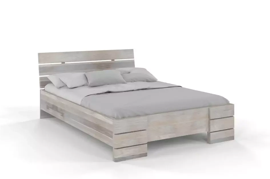 Łóżko drewniane dębowe Visby Sandemo High / 90x200 cm, olej bielony