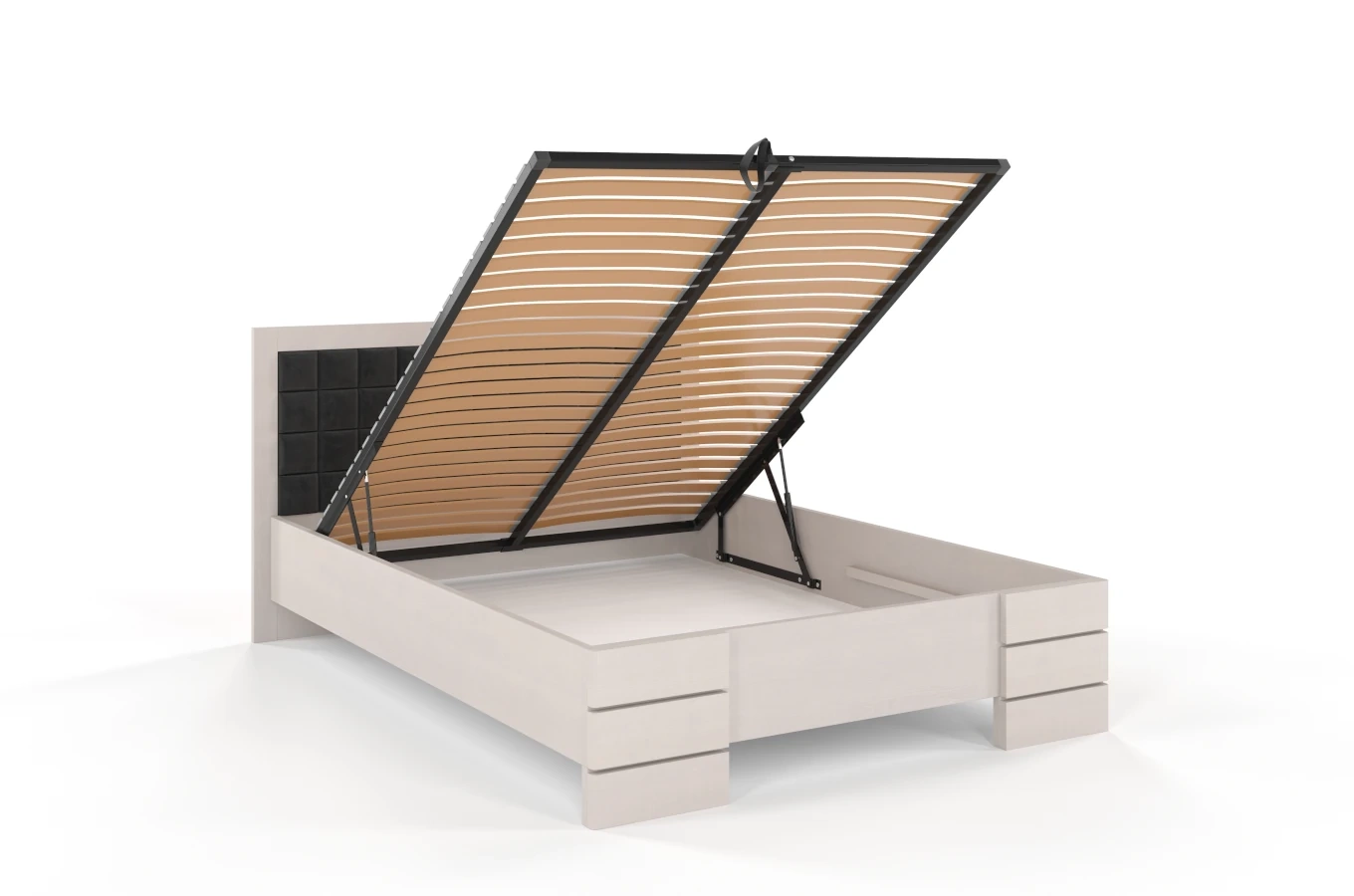 Tapicerowane łóżko drewniane - sosnowe Visby Gotland High BC (skrzynia na pościel)