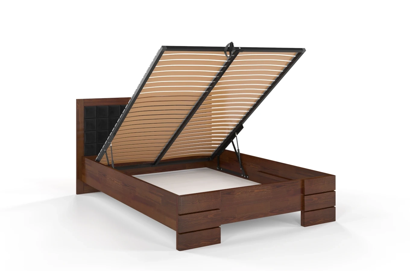 Tapicerowane łóżko drewniane - sosnowe Visby Gotland High BC (skrzynia na pościel)