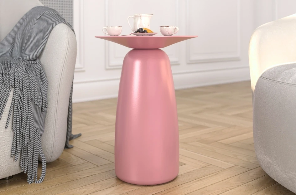 Stolik drewniany BAOBAB 44 różne kolory, wys. 44 cm / kolor pudrowy róż