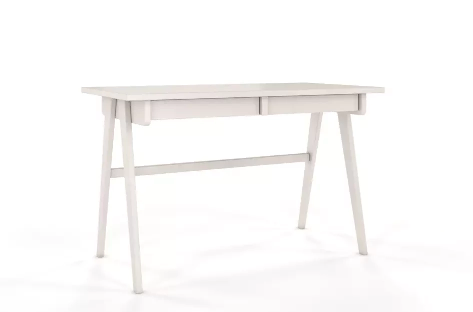 Drewniane bukowe biurko / toaletka z szufladami Visby EDDA / kolor biały