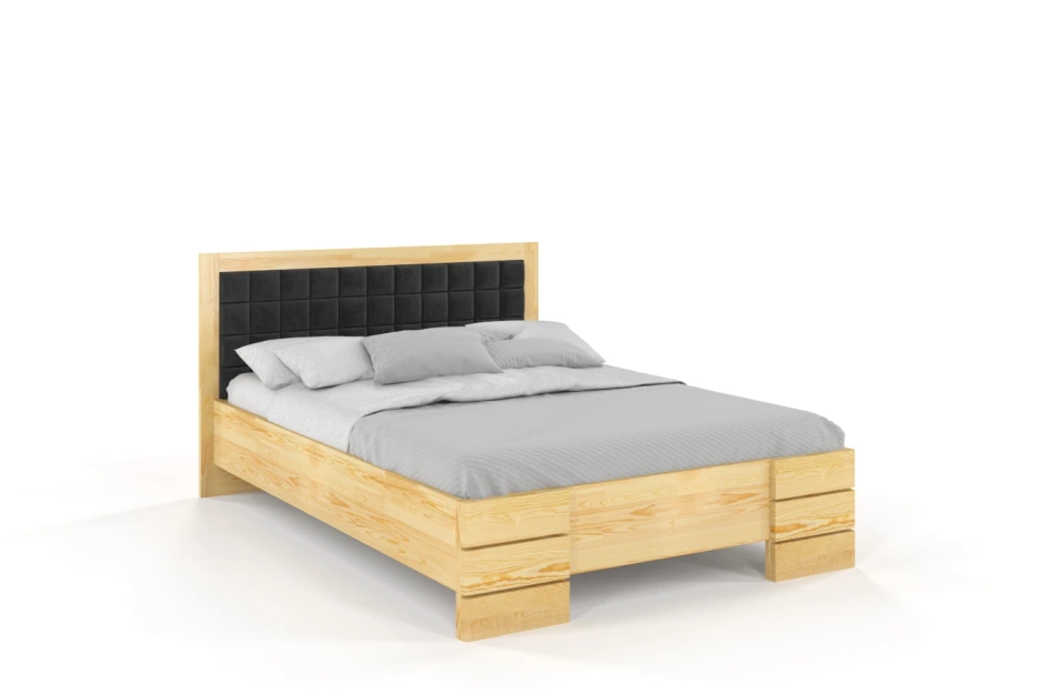 Tapicerowane łóżko drewniane - sosnowe Visby Gotland High