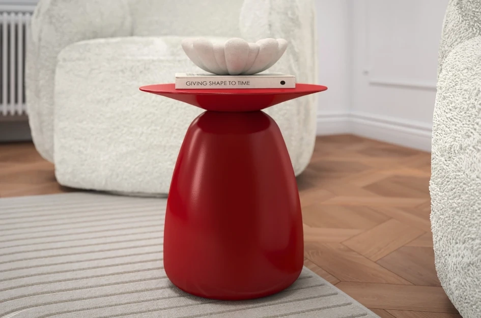 Stolik drewniany BAOBAB 34 różne kolory, wys. 34 cm / kolor bordowy