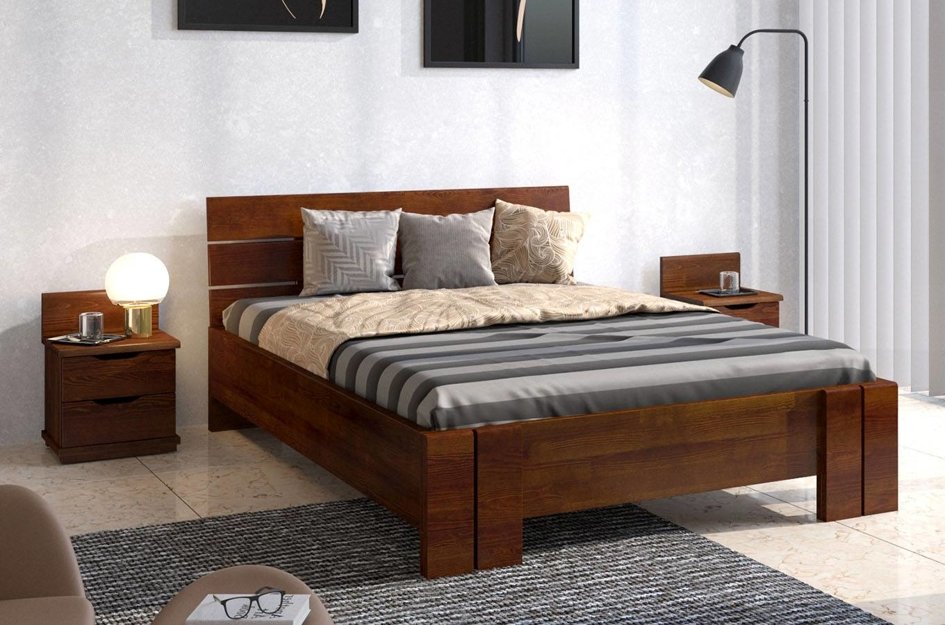 ZESTAW: Łóżko drewniane sosnowe Visby ARHUS High + Materac kieszeniowy Visby NORLAND / z pianką poliuretanową