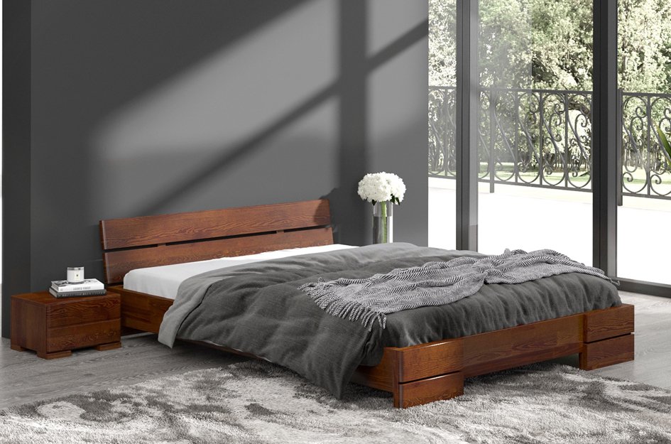 ZESTAW: Łóżko drewniane sosnowe Visby SANDEMO + Materac kieszeniowy Visby NORLAND / z pianką poliuretanową