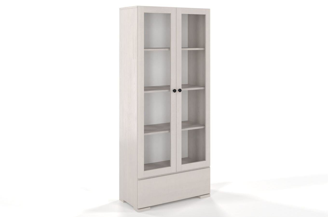 Drewniana sosnowa witryna ze szklanymi drzwiami Visby SANDEMO 1S80 / kolor biały