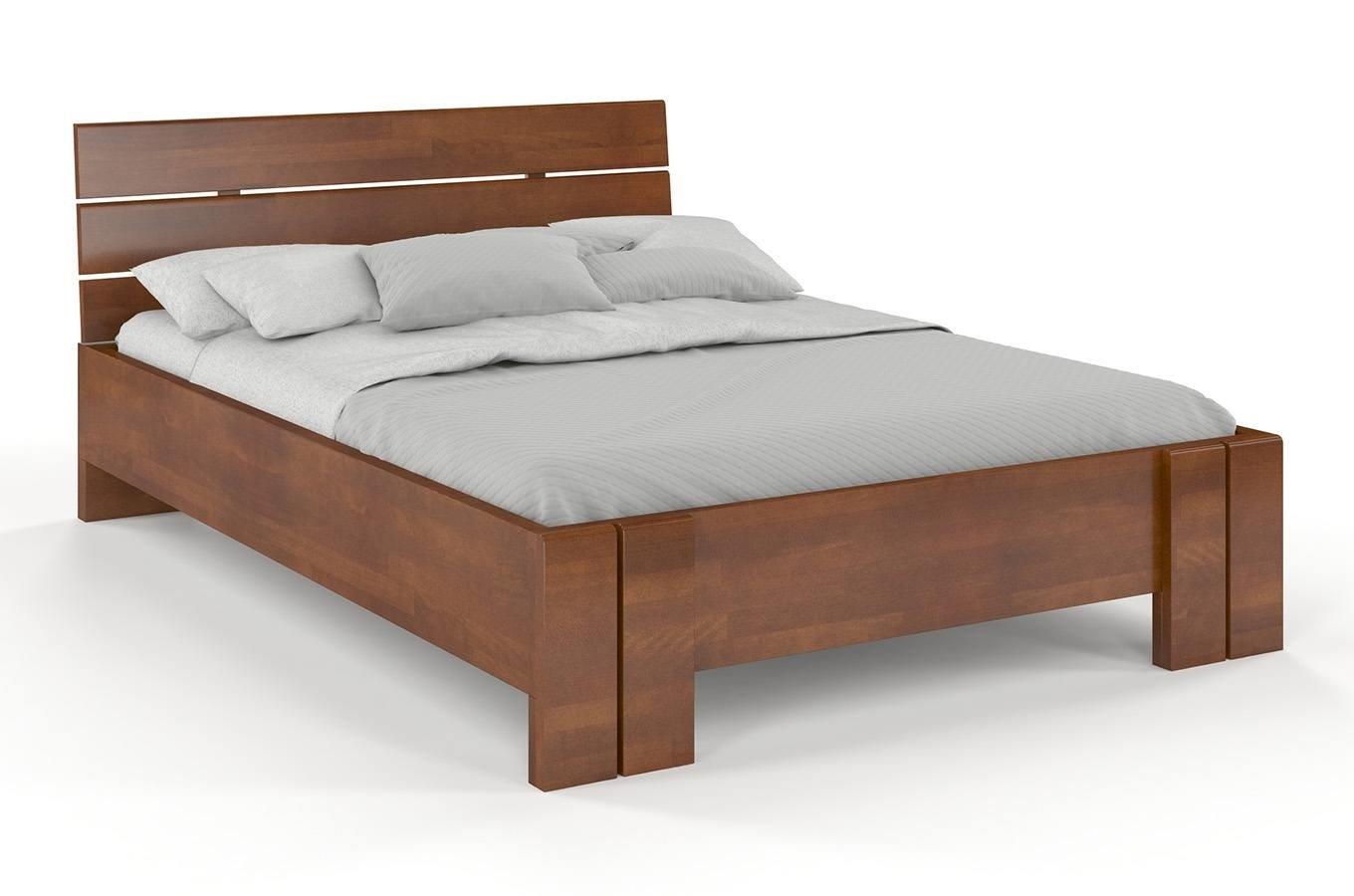 Łóżko drewniane bukowe Visby ARHUS High / 120x200 cm, kolor orzech