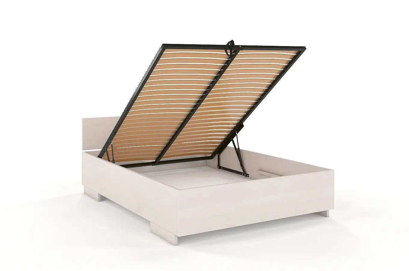Łóżko drewniane bukowe Visby Bergman High BC Long (skrzynia na pościel) / 120x220 cm, kolor biały