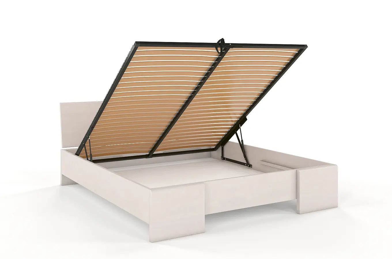 Łóżko drewniane bukowe Visby Hessler High BC (skrzynia na pościel) / 140x200 cm, kolor biały