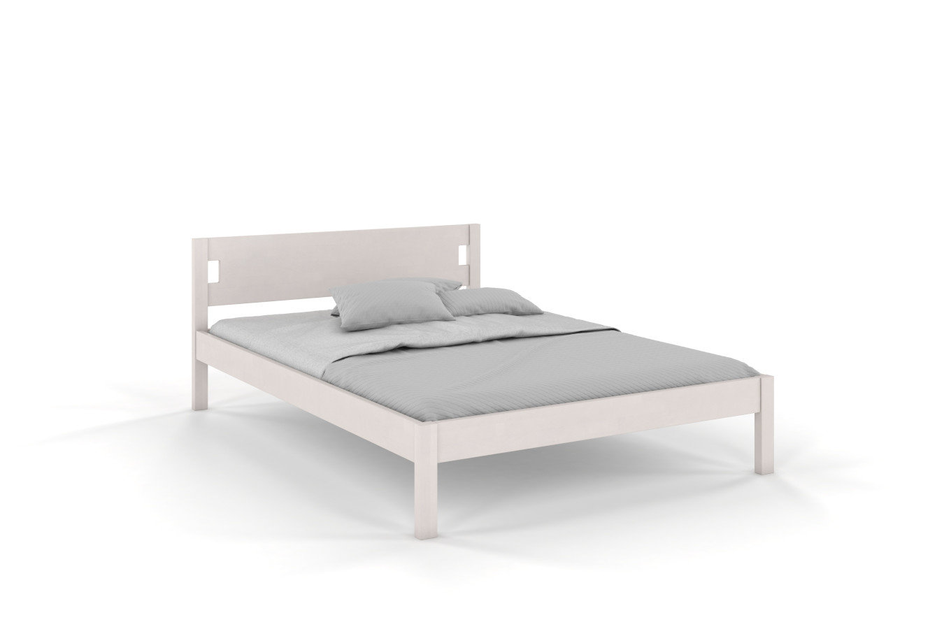 Łóżko drewniane bukowe Visby LAXBAKEN / 140x200 cm, kolor biały