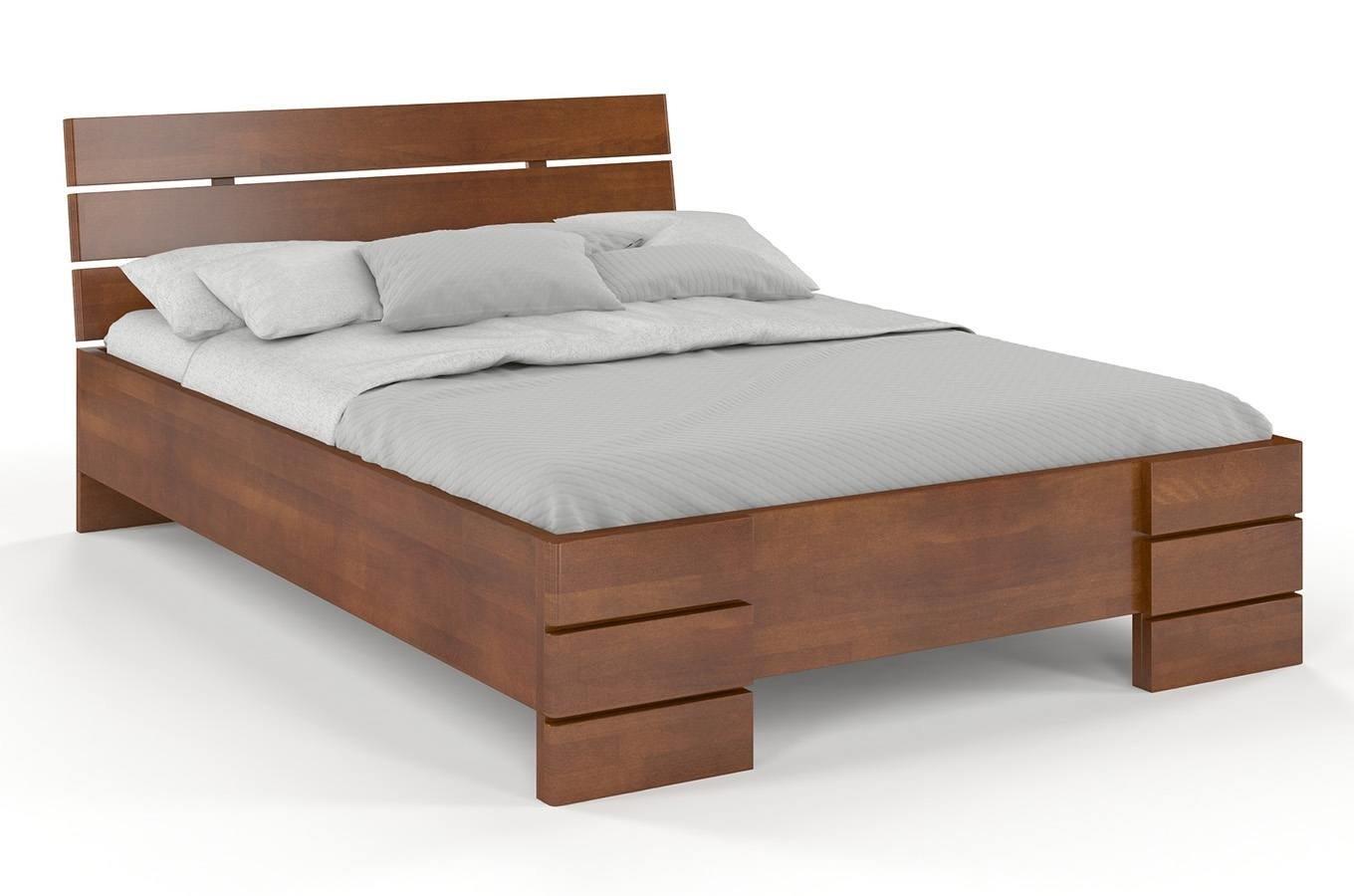 Łóżko drewniane bukowe Visby SANDEMO High BC Long (Skrzynia na pościel) / 120x220 cm, kolor orzech