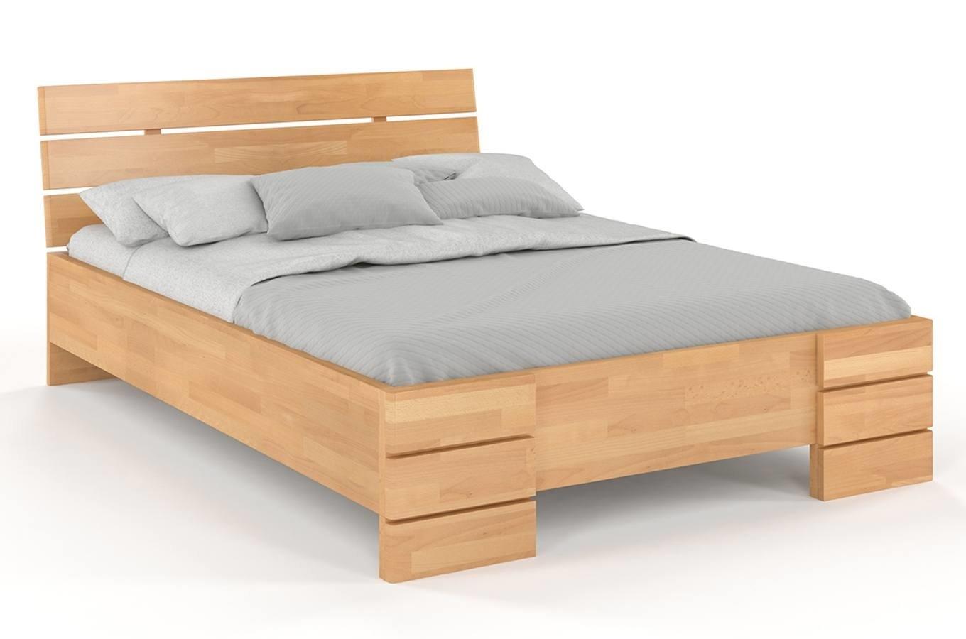 Łóżko drewniane bukowe Visby SANDEMO High BC Long (Skrzynia na pościel) / 180x220 cm, kolor naturalny