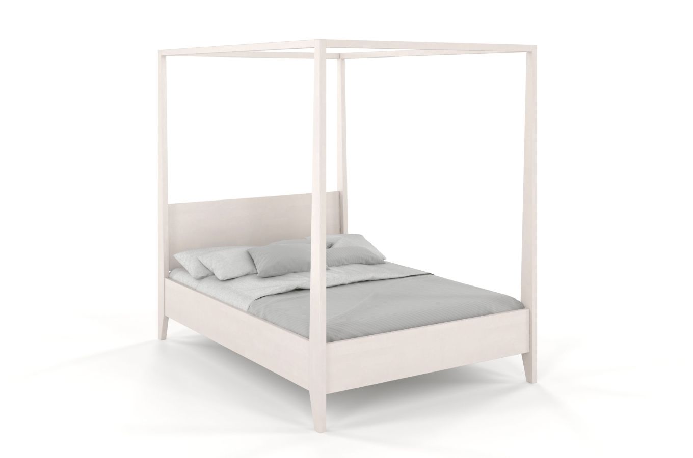 Łóżko drewniane bukowe z baldachimem Visby CANOPY / 200x200 cm, kolor biały