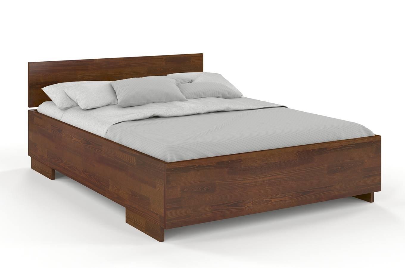 Łóżko drewniane sosnowe Visby Bergman High / 160x200 cm, kolor orzech