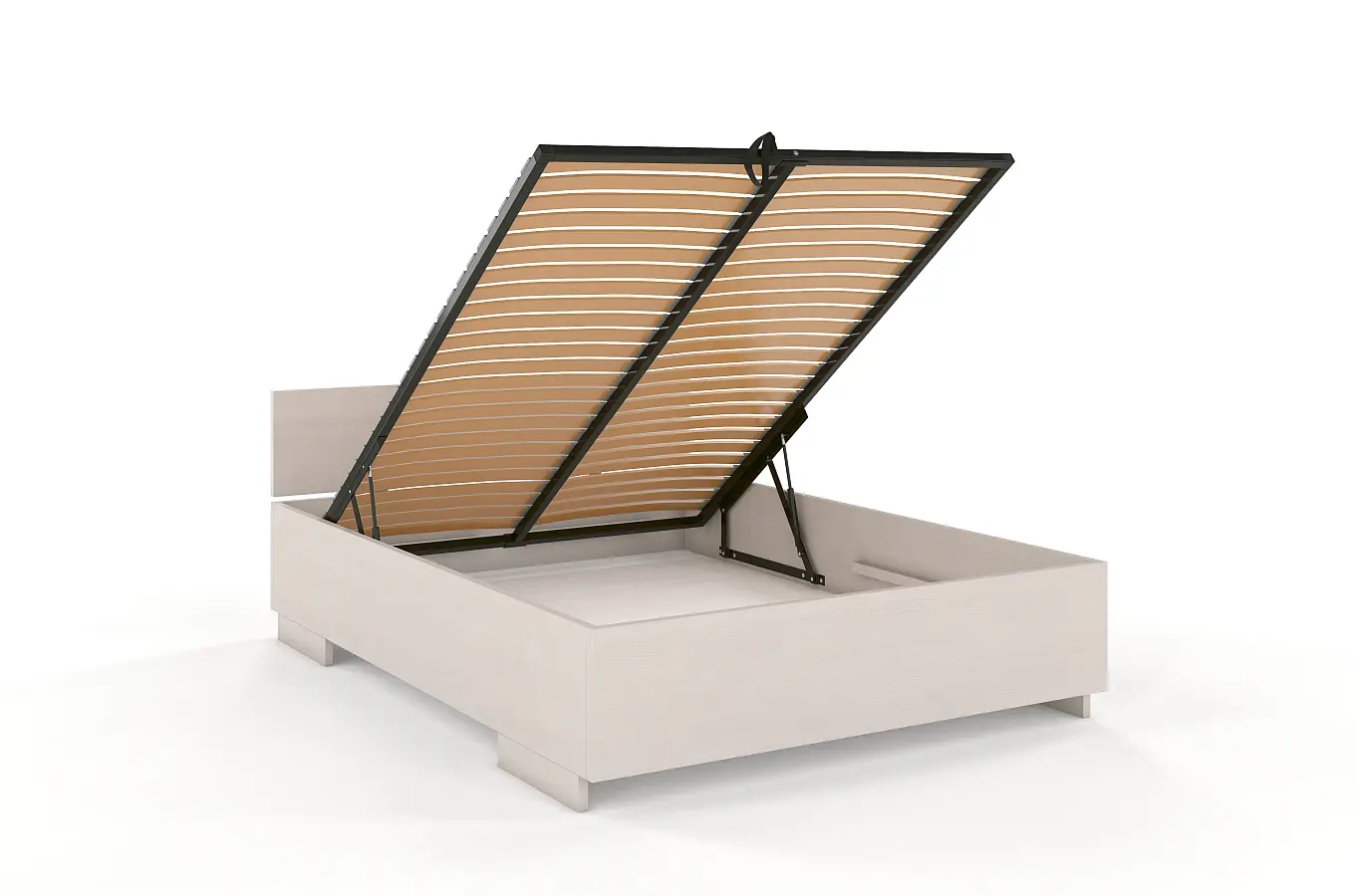 Łóżko drewniane sosnowe Visby Bergman High BC (skrzynia na pościel) / 160x200 cm, kolor biały