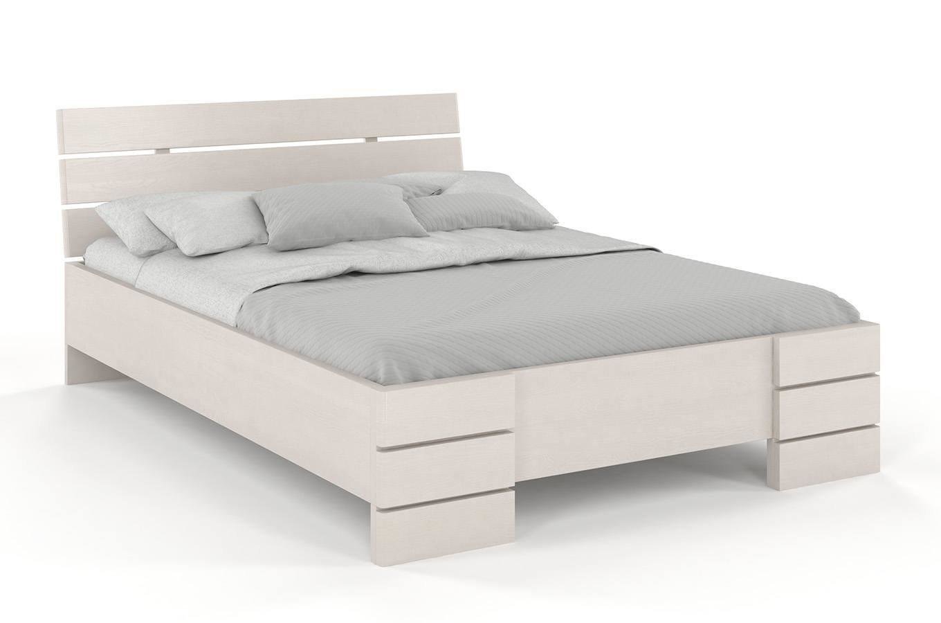 Łóżko drewniane sosnowe Visby Sandemo High & LONG (długość + 20 cm) / 200x220 cm, kolor biały