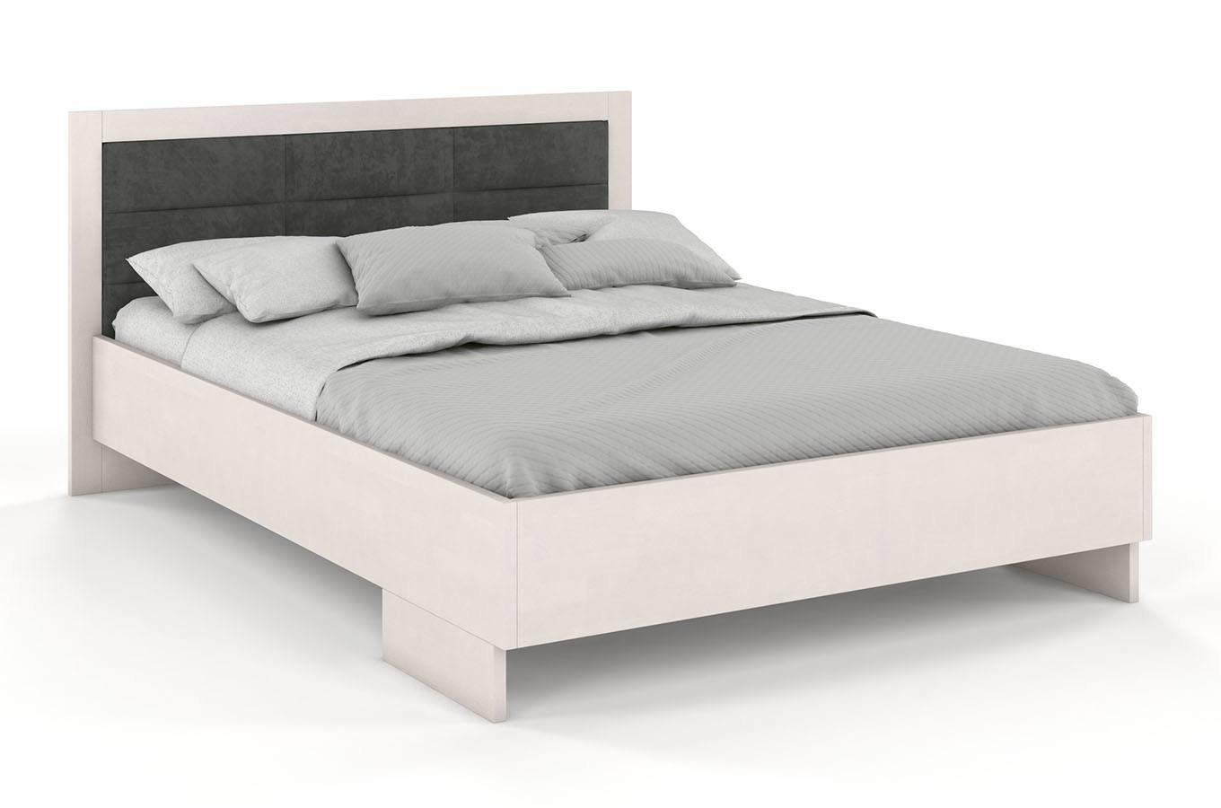 Tapicerowane łóżko drewniane - bukowe Visby KALMAR High & Long (długość + 20 cm) / 120x220 cm, kolor biały, zagłówek Casablanca 2301