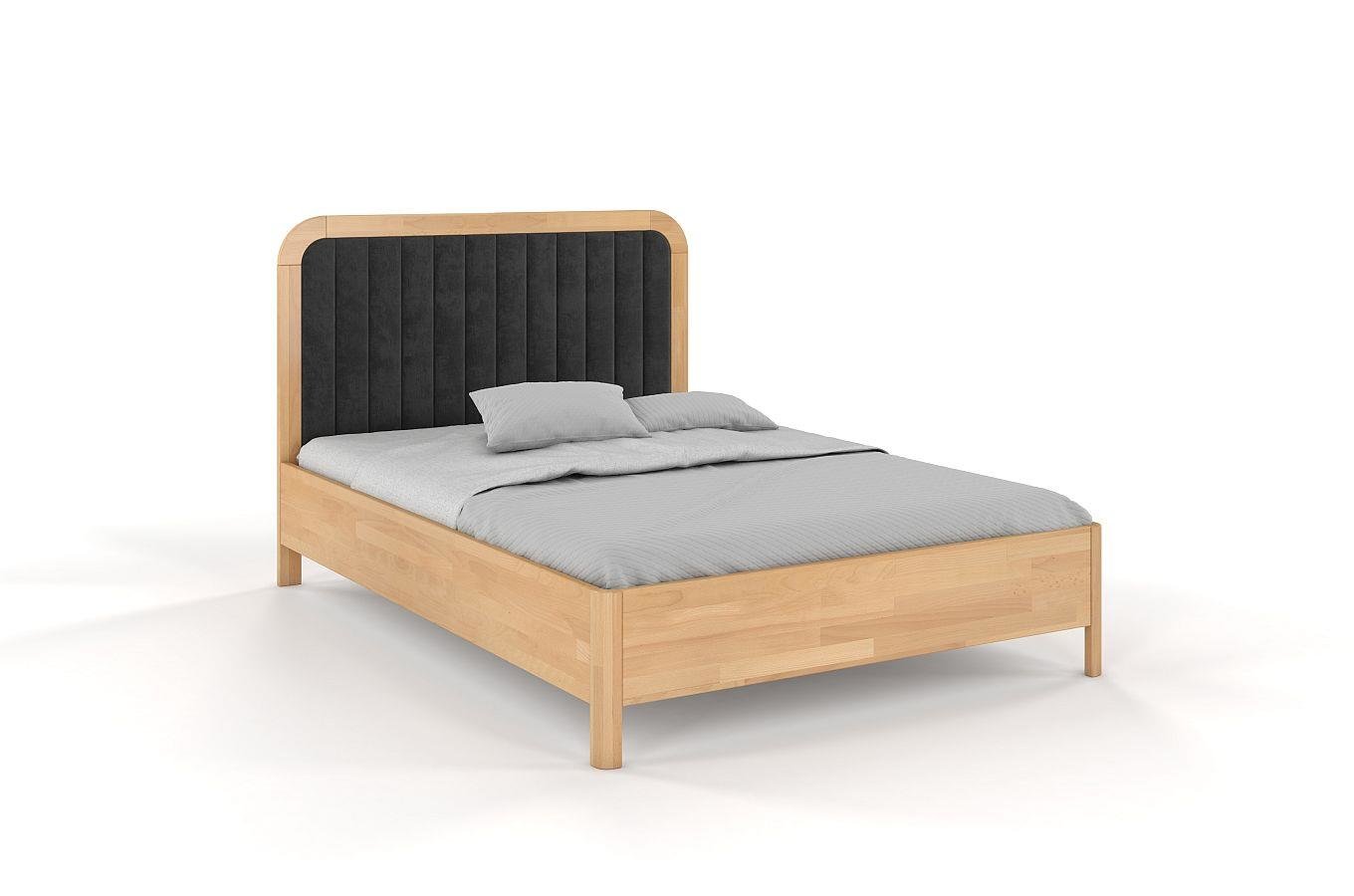 Tapicerowane łóżko drewniane bukowe Visby MODENA z wysokim zagłówkiem / 120x200 cm, kolor naturalny, zagłówek Casablanca 2315