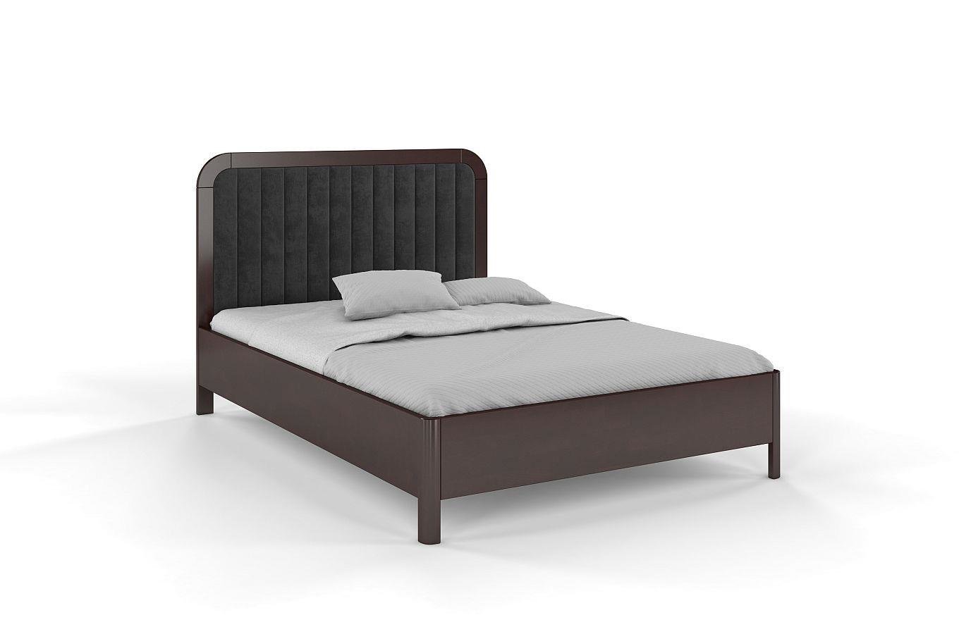 Tapicerowane łóżko drewniane bukowe Visby MODENA z wysokim zagłówkiem / 120x200 cm, kolor palisander, zagłówek Casablanca 2315