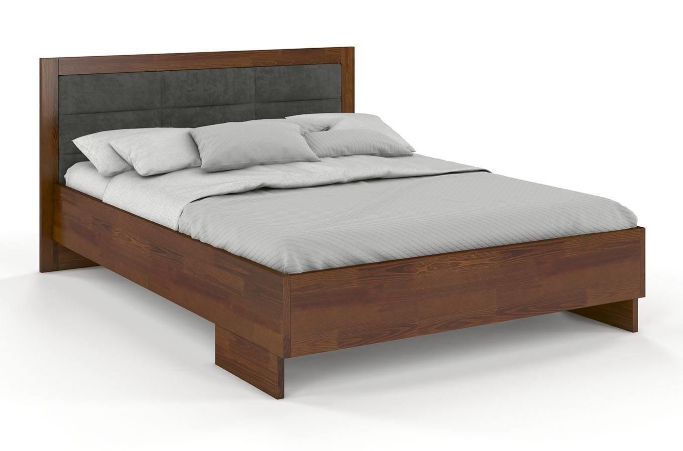 Tapicerowane łóżko drewniane - sosnowe Visby Kalmar High
