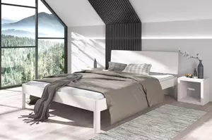  Łóżko drewniane bukowe Visby AMMER / 160x200 cm, kolor biały