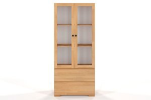Drewniana bukowa witryna ze szklanymi drzwiami Visby SANDEMO 2S80 / kolor palisander