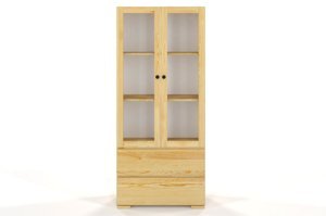 Drewniana sosnowa witryna ze szklanymi drzwiami Visby SANDEMO 2S80 / kolor naturalny