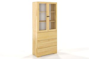Drewniana sosnowa witryna ze szklanymi drzwiami Visby SANDEMO 3S80 / kolor biały