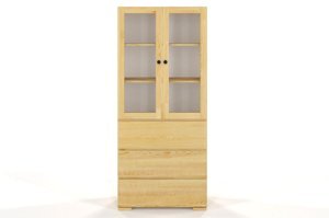 Drewniana sosnowa witryna ze szklanymi drzwiami Visby SANDEMO 3S80 / kolor naturalny