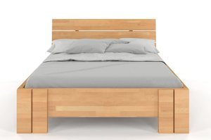 Łóżko drewniane bukowe Visby ARHUS High / 140x200 cm, kolor orzech