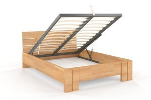 Łóżko drewniane bukowe Visby ARHUS High BC (Skrzynia na pościel) / 120x200 cm, kolor orzech