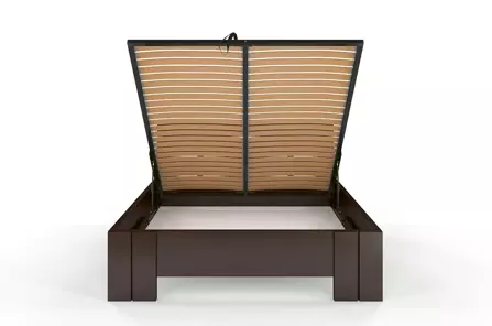 Łóżko drewniane bukowe Visby ARHUS High BC (Skrzynia na pościel) / 120x200 cm, kolor palisander