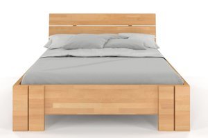 Łóżko drewniane bukowe Visby ARHUS High BC (Skrzynia na pościel) / 200x200 cm, kolor naturalny